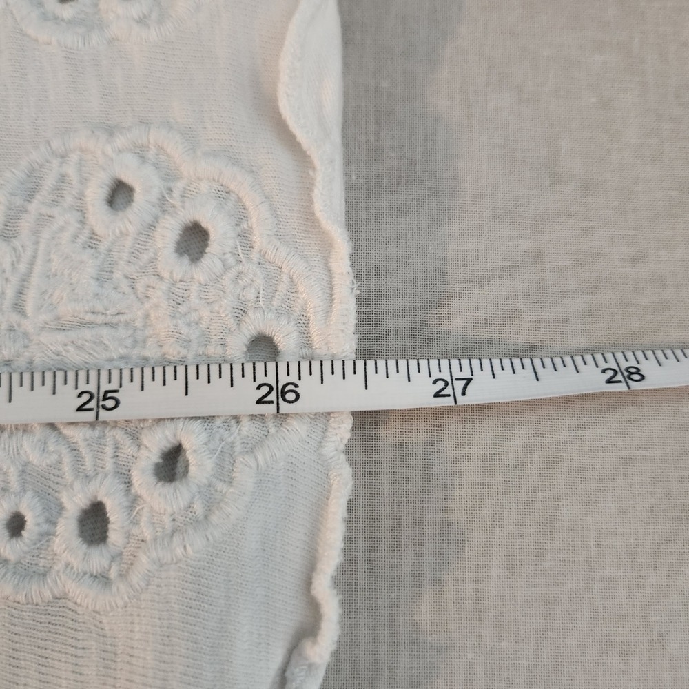 Talbots Woman White Cotton Eyelet Embroidered Tassel Tunic Top 2X - Picture 5 of 6
